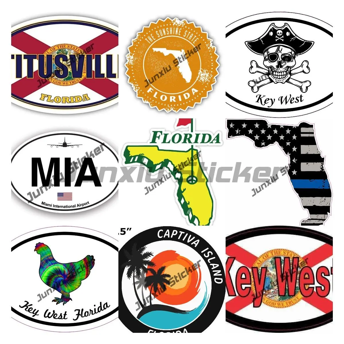 Florida Sticker Key West Florida Usa State Map Stamp Sticker Decalcomania Decorazione Decalcomanie Personalizzate Accessori Adesivi Impermeabili