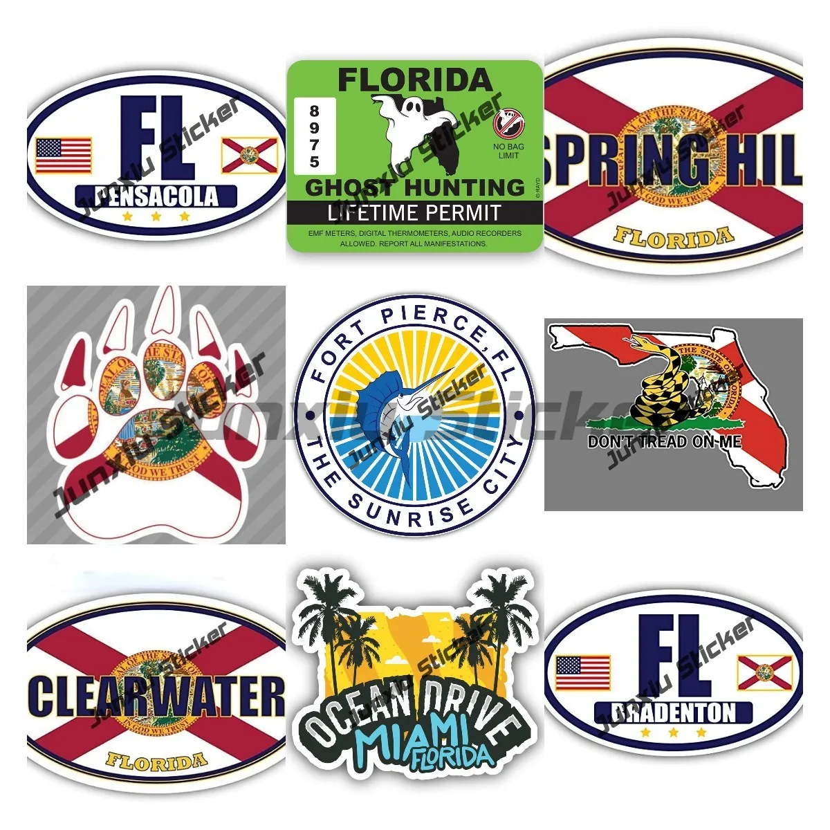Florida State Paw Print Sticker Decal Florida Decalcomanie Sticker Florida State Miami City Florida Usa State Map Travel Vinyl Sticker