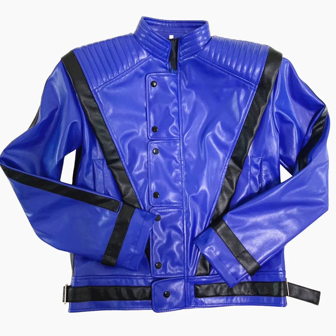 Retro Mj Michael Jackson Thriller Bule In Pelle Costume Di Halloween Chistmas Gift Jacket
