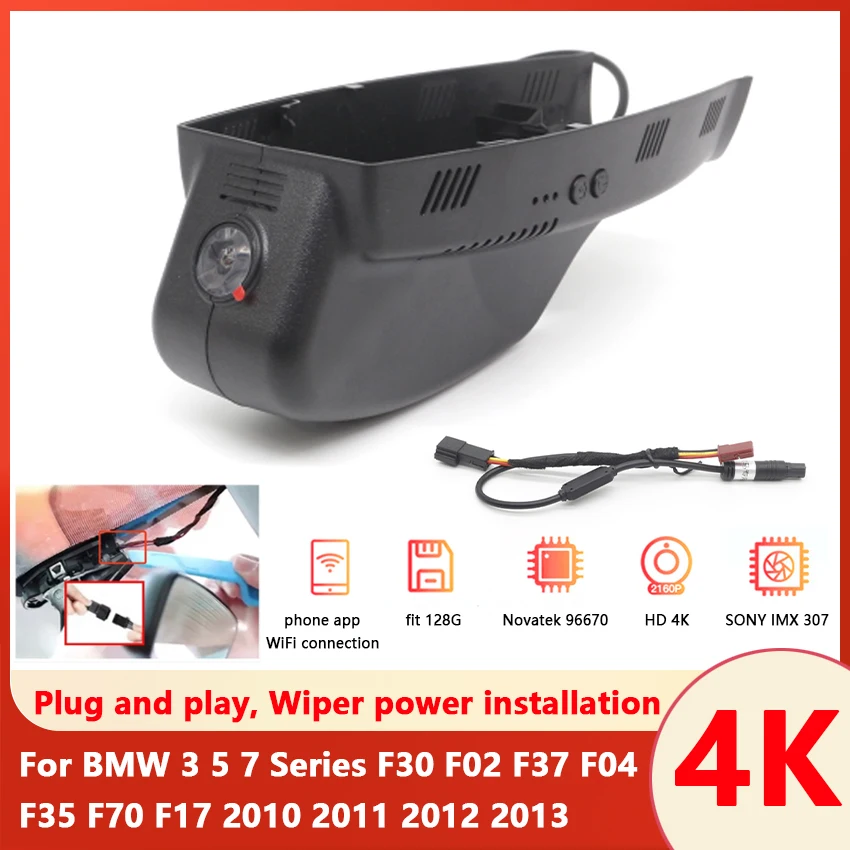 Nuovo! Uhd 4K Anteriore E Posteriore Wireless Car Wifi Dash Cam Camera Per Bmw 3 5 7 Series F30 F02 F37 F04 F35 F70 F17 2010 2011 2012 2013