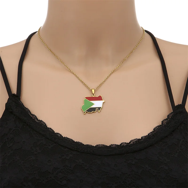 Collana Con Ciondolo Mappa Del Sudan In Acciaio Inossidabile Europeo E Americano Collana Con Ciondolo Mappa Del Sudan In Acciaio Inossidabile Europeo 