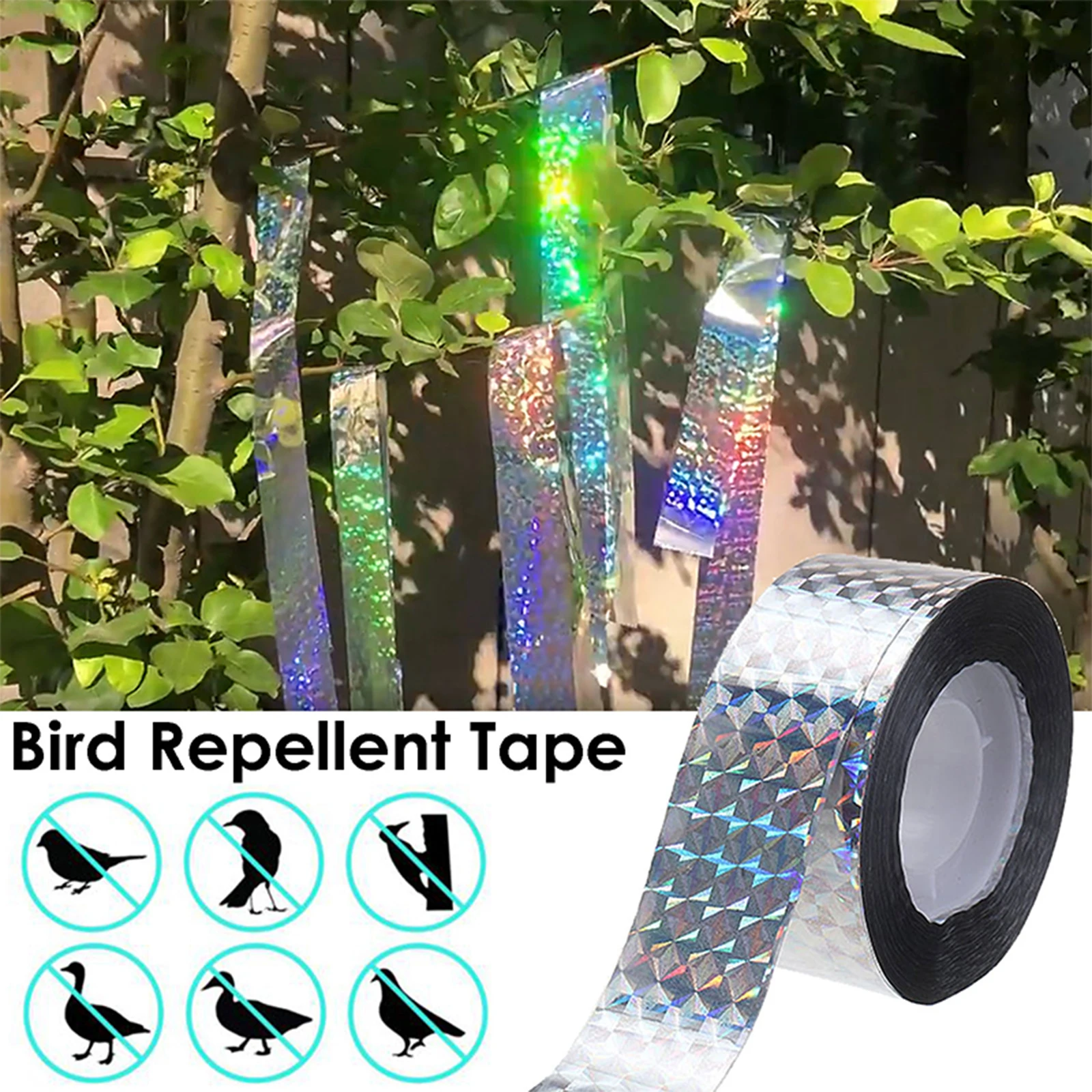 1 Pz Nuovo 80M Repellente Per Uccelli Nastro Repellente Nastro Umano Spaventapasseri Piccioni Anatra Volpe