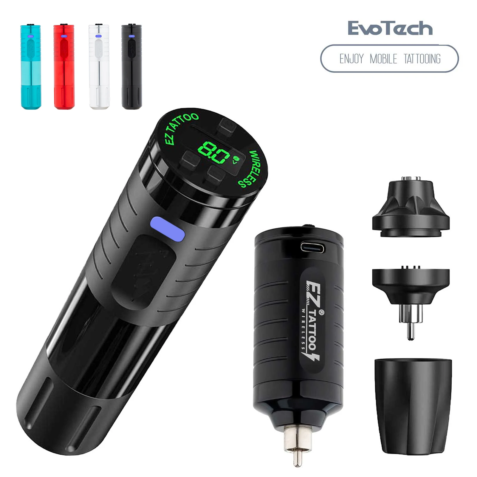 Ez Evotech Wireless Battery Tattoo Machine Pen Ez Intelligent Chip Personalizzato Rotore Esterno Brushless