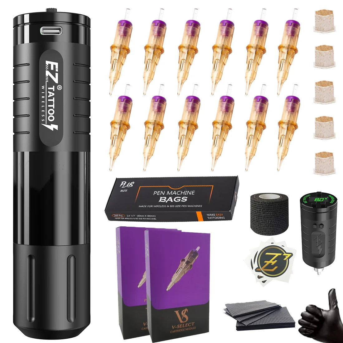 Ez Evotech Wireless Battery Tattoo Pen Machine Ez Intelligent Chip Personalizzato Rotore Esterno Senza Spazzole