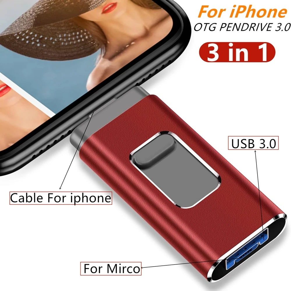Flash Drive 3.0 1Tb 2Tb Iphone Memory Stick, Iphone Photo Stick Storage Esterno Per Iphone/Pc/Ipad/Altri Dispositivi Con Porta Usb