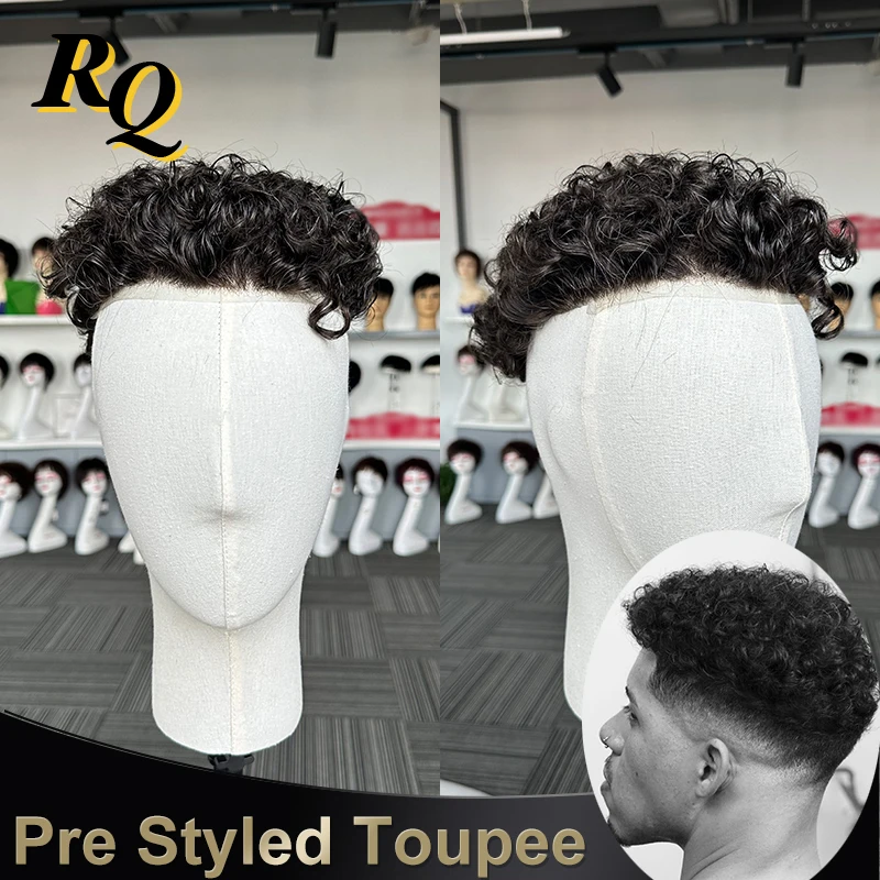Parrucchino Per Uomo Pre Cut Styled Peruk Capelli Umani Pelle Sottile V Looped Parrucchino Sistemi Di Sostituzione Dei Capelli Capelli Protesis Hombre
