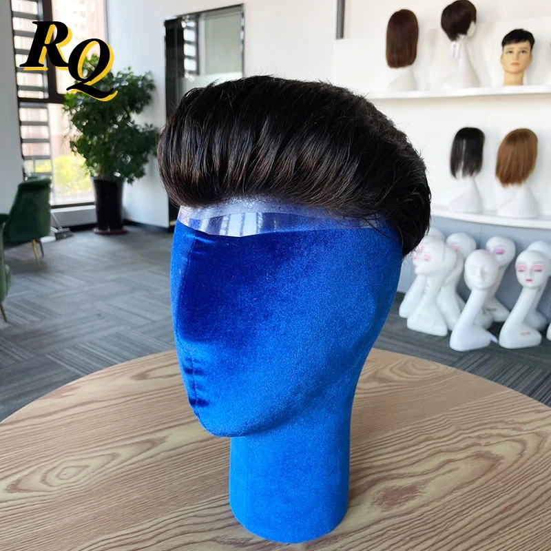 Pre Styled Slicked Back Thin Skin Men Toupee 0.04Mm Capelli Umani Parrucca Da Uomo Sistemi Di Sostituzione Dei Capelli Pezzo Di Capelli Protesis Hombr