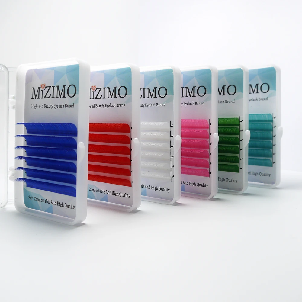 Spedizione Gratuita Farbe Wimpern 0.07/0.1 Mm8-17Mm Bianco Blau Graun Lila Rosa Rot Natirliche Weiche Muslimwimpern Veragergerung