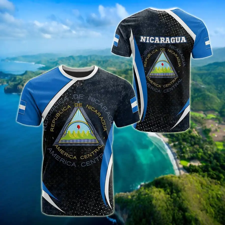 T-Shirt Nicaragua Fai Da Te Nome Personalizzato Gratuito Numero Nicaragua T-Shirt Flag Nicaragua University Print Abbigliamento Da Uomo