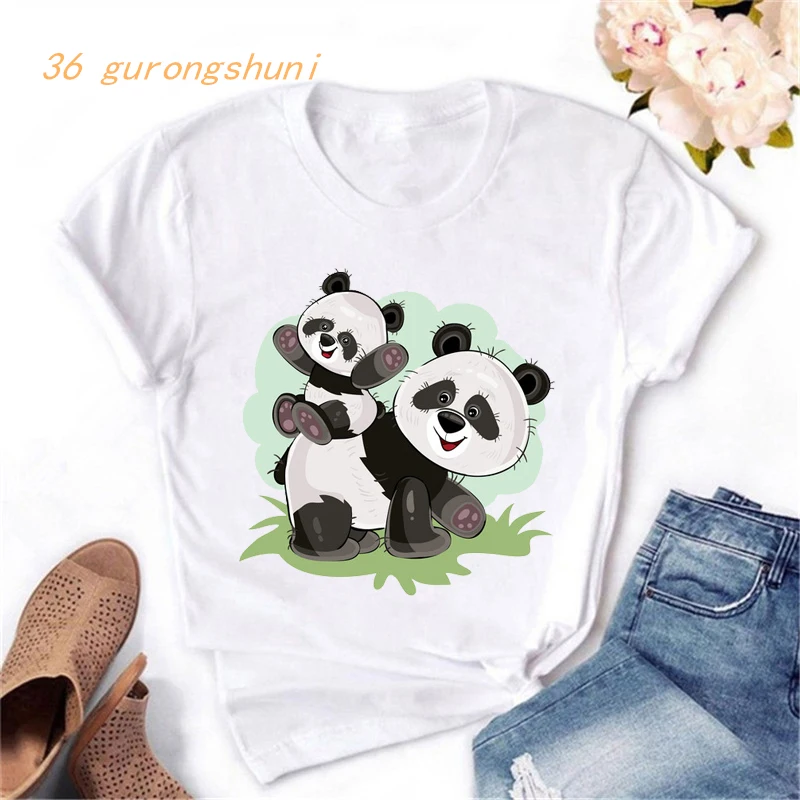 Bianco Top Numero Funny Panda 3D Print Graphic T-Shirt Tees Bears Tshirt Goth T Shirt Donna Grunge Vestiti Estetici Streetwear