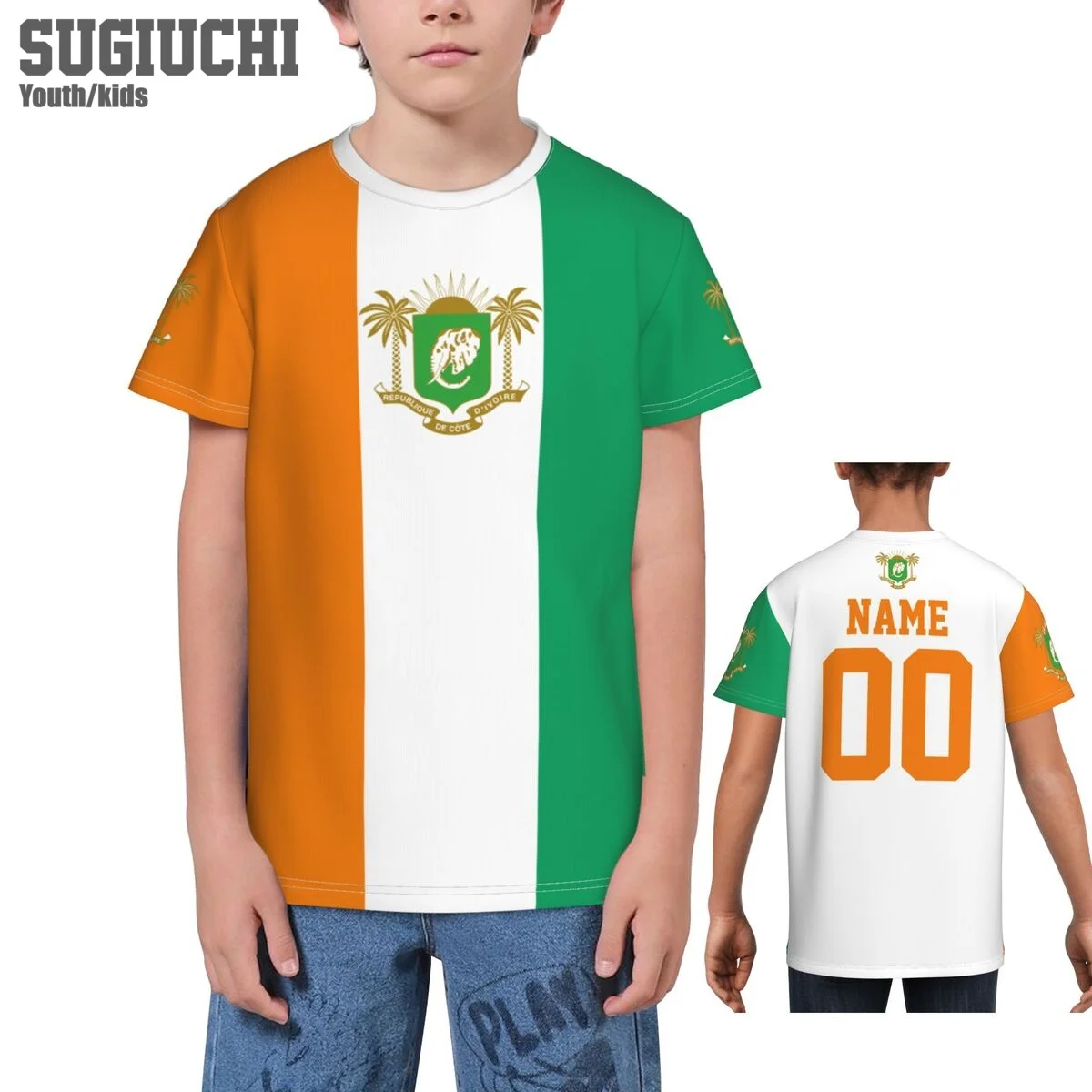 Nome Personalizzato Numero Coslimute Ivoire Flag Emblem 3D T-Shirt Per Bambini Youth Boy/Girl Tees Jersey Soccer Football Fans Gift T Shirt