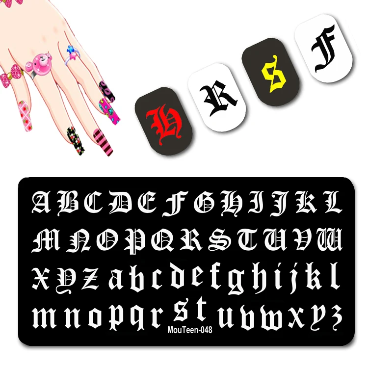 2021 Nuovo Arrivo Gotico Stamping Plate Carattere Speciale Nail Stamp Plate Caratteri Europei E Americani Nail Stamping #048