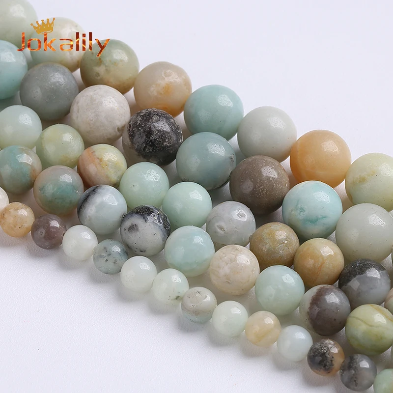 Natural Stone Multicolor Amazonite Beads Round Loose Spacers Beads For Jewelry Making Diy Bracelet Accessories 4 6 8 10 12Mm 15”