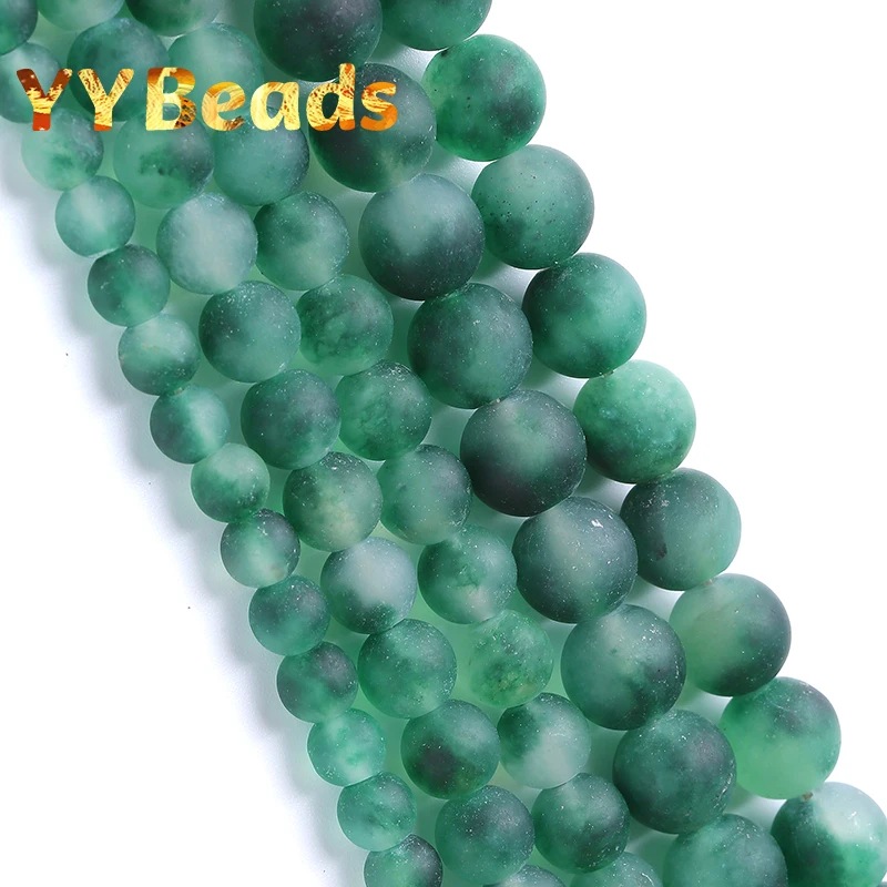Dull Polish Matte Natural Green Jades Stone Beads For Jewelry Making Round Loose Beads Diy Bracelets Accessories 6 8 10 12Mm 15"