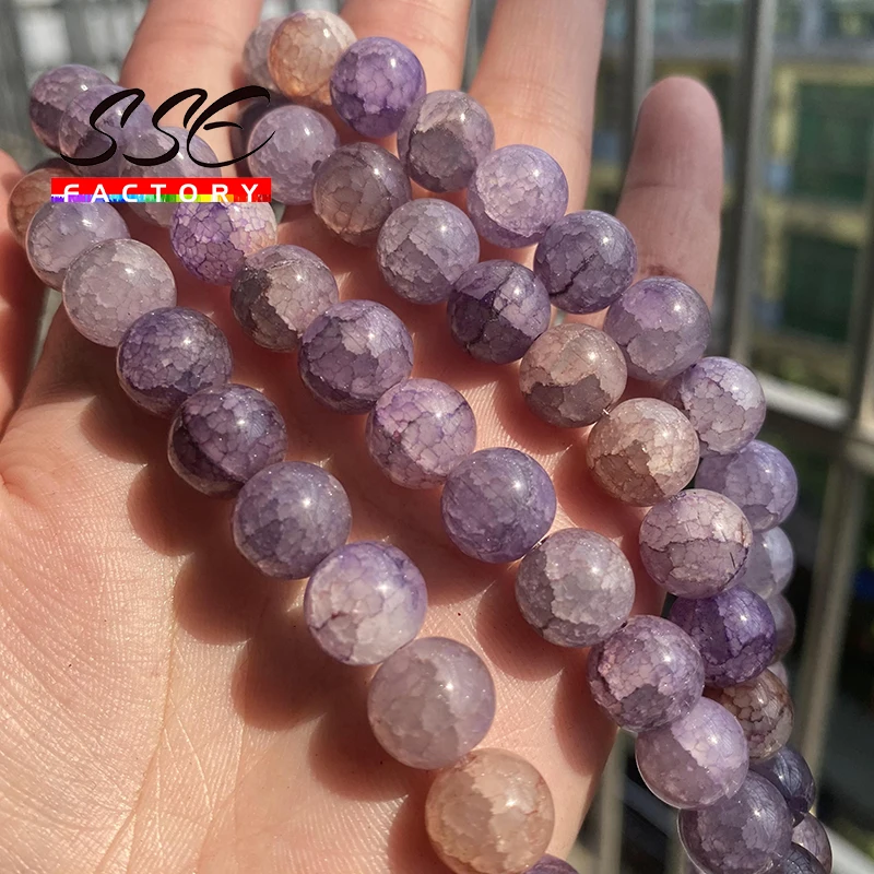 Natural Purple Dragon Veins Crystal Quartz Stone Beads For Jewelry Making Round Beads Diy Bracelets Necklaces Earring 8 10Mm 15"