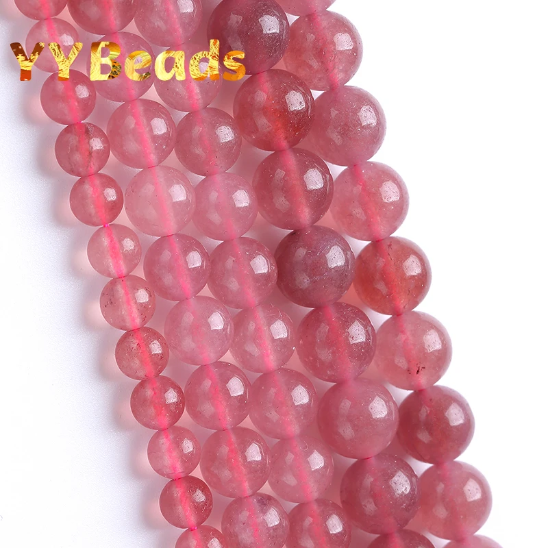 6 8 10Mm Natural Strawberry Pink Jades Stone Beads Round Loose Beads For Jewelry Making Diy Bracelets Necklaces Accessories 15"