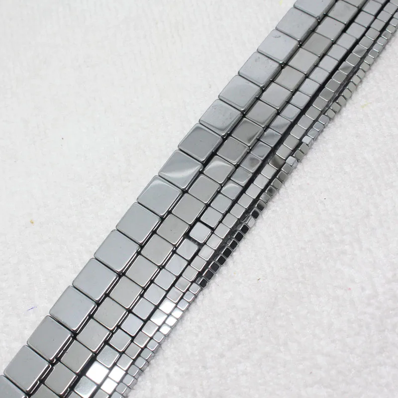 Mini. Ordine È $7! Muslimsilver Ematite Ironstone Square Cube Spacer Perline Sciolte Fai Da Te 15"