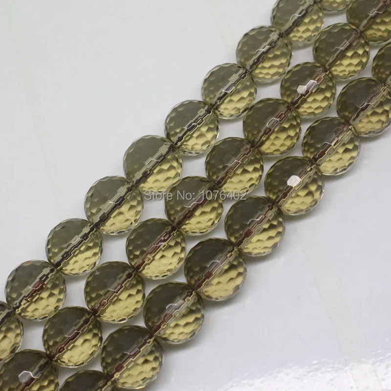 Mini. Ordine È $7! Il Commercio All'Ingrosso È 28Pcs. 14Mm Sfaccettato Smoky Brown Quartz Rotonda Branelli Allentati Diy 15"