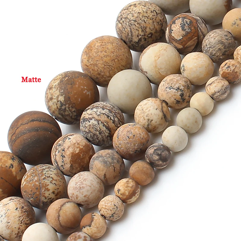 Natural Dull Polish Matte Picture Jaspers Stone Beads Per La Creazione Di Gioielli 15 Pollici Perline Di Pietra Naturale 4/6/810Mm