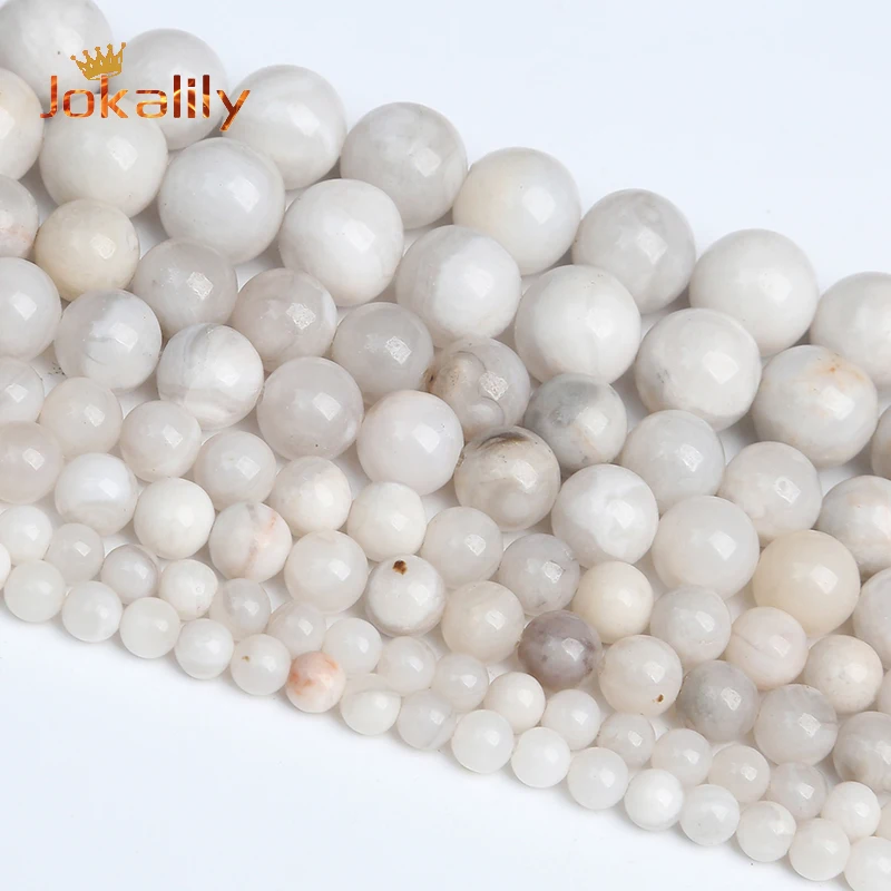 Natural White Crazy Agates Beads For Jewelry Making Round Loose Spacer Beads Diy Bracelet Necklace Accessories 4 6 8 10 12Mm 15"