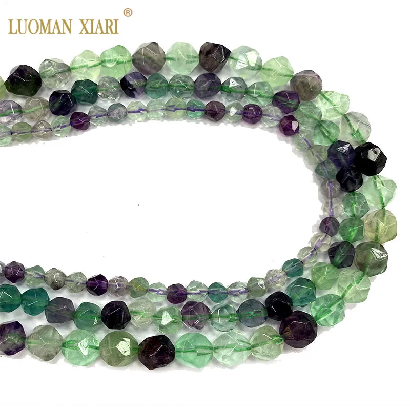 Wholesale Natural Faceted Round Stone Fluorite Spacer Beads For Jewelry Making Diy Women Bracelet Necklace Earrings Charms 15‘’