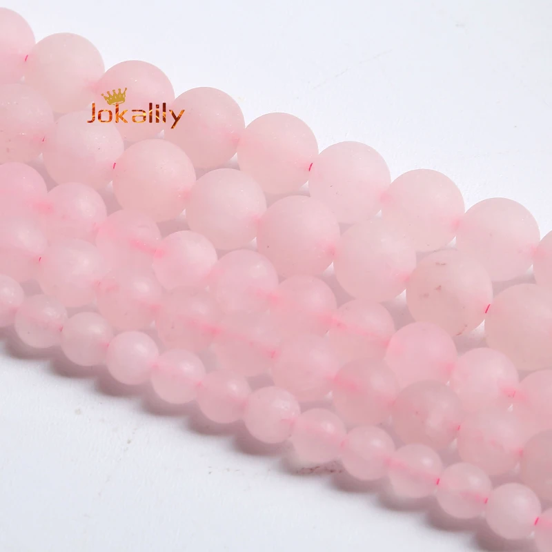 Matte Rose Pink Quartz Pure Crystal Beads Natural Stone Round Loose Beads For Jewelry Making Diy Bracelet 4 6 8 10 12Mm 15" Inch