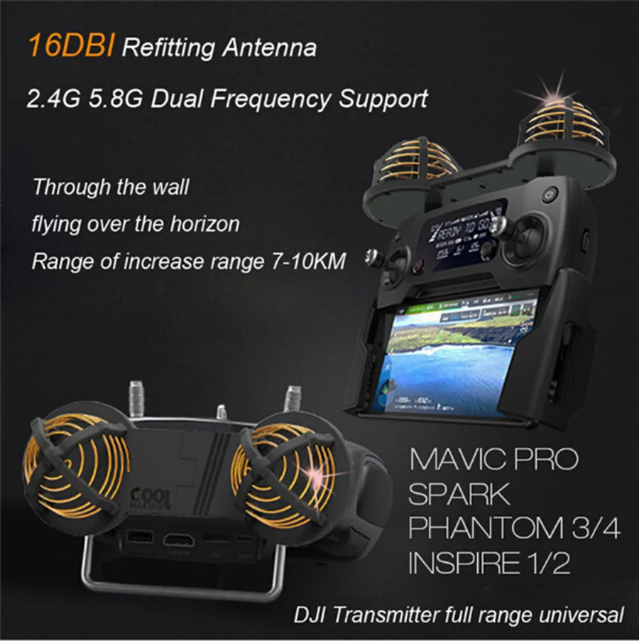 Telecomando Modificato 16Dbi Antenna Di Polarizzazione Circolare 2.4G E 5.8G Frequenza Dual-Band Per Dji Mavic 2 Spark Phantom