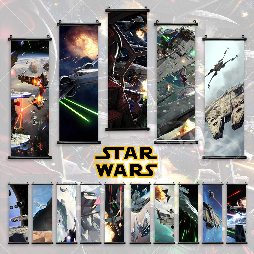 Millennium Falcon Wall Art Star Wars Movie Poster Canvas X-Wing Scrolls Pictures Snowspeeder Hanging Painting Home Decoration