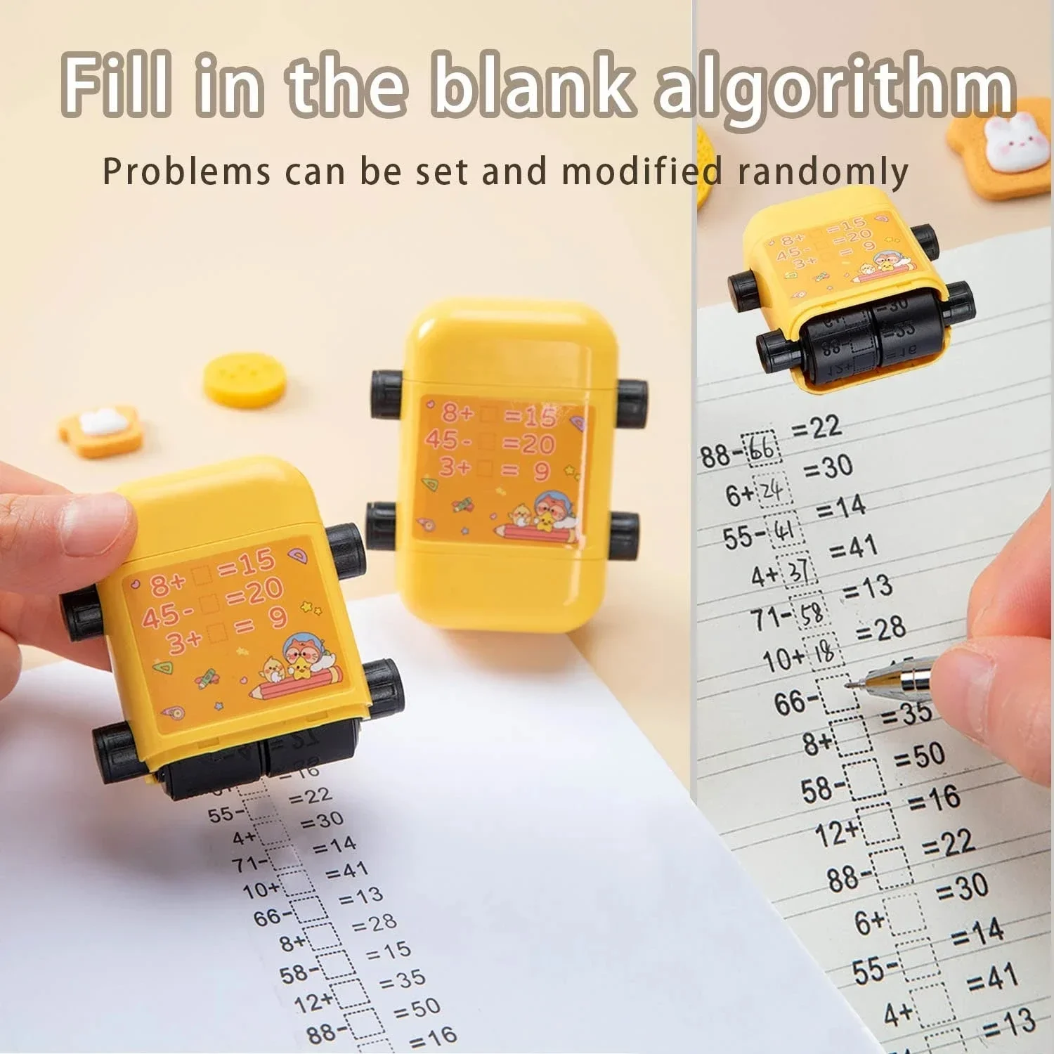 Math 2 In 1 Addizione Sottrazione E Divisione Di Propagazione Math Stamp Roll For Kids Double-Head Digital Insegnamento Stamp Roller