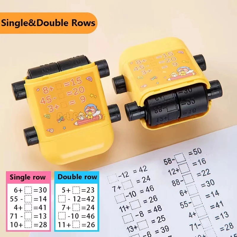 Math 2 In 1 Addizione Sottrazione E Divisione Di Propagazione Math Stamp Roll For Kids Double-Head Digital Insegnamento Stamp Roller