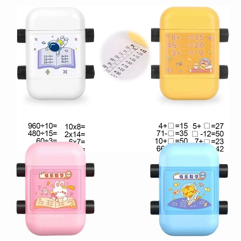 Math 2 In 1 Addizione Sottrazione E Divisione Di Propagazione Math Stamp Roll For Kids Double-Head Digital Insegnamento Stamp Roller