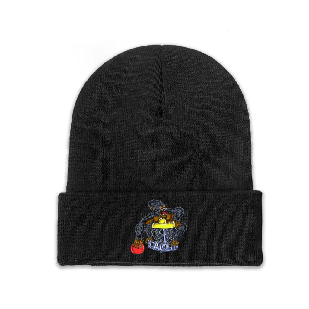 Disc Golf Basket Throw Sport Skullies Berretti Berretti Angry Gorilla Lavorato A Maglia Winter Warm Bonnet Hats Berretto Da Sci Unisex
