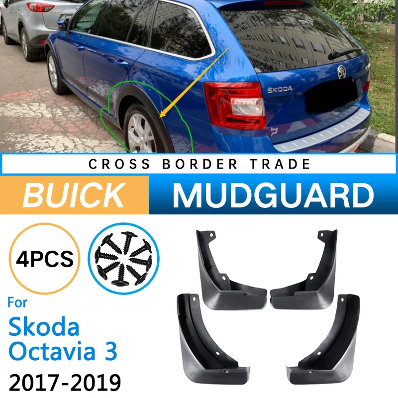 Parafanghi Per Skoda Octavia 3 Combi Wagon Estate Mk3 A7 5E 2017 ~ 2019 Parafango Parafango Flare Paraspruzzi Protezione Splash Accessori Auto