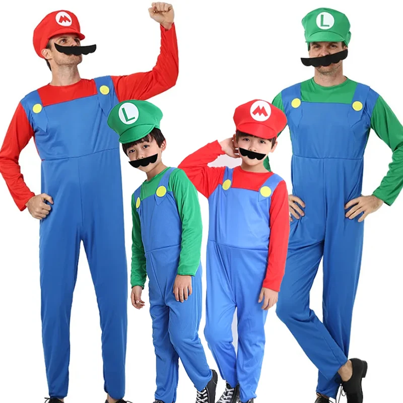 Super Mario Bambini Halloween Party Costume Cosplay Anime Mario Luigi Adult Dance Performance Costume Vestiti Set Regalo