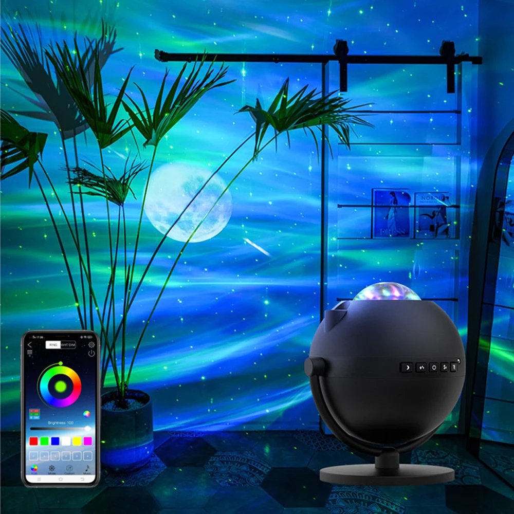 Tuya App Led Star Ocean Wave Projector Night Light Galaxy Starry Sky Moon Projector Lampada Da Notte Bluetooth Per Camera Da Letto Regalo Per Bambini