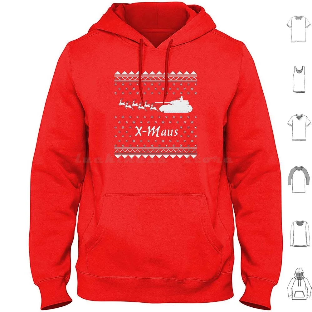 X-Maus (X-Mas) Felpe Con Cappuccio Super Heavy Tank Manica Lunga Maus Panzer Wwii Ww2 Wot World Of Tank Maus Germany Army