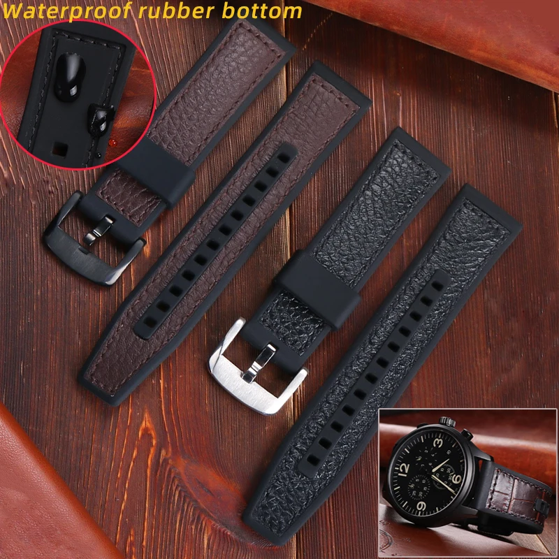 21Mm 22Mm Cinturino Da Uomo Cinturino In Silicone In Pelle Per Seiko Fossil Tissot Mido Tag Heuer Breitling Bracciale Accessori Per Braccialetti