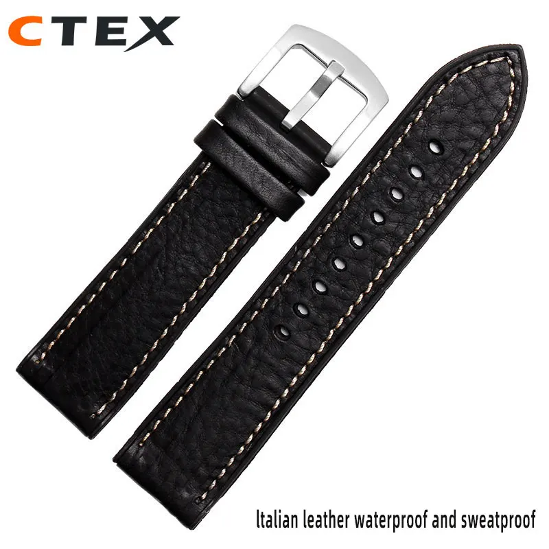 Italia Cinturino In Vera Pelle Morbida Gomma Impermeabile Per Omega Hamilton Tissot Tag Heuer 19Mm 20Mm 21M 22M 23Mm Uomo Stra