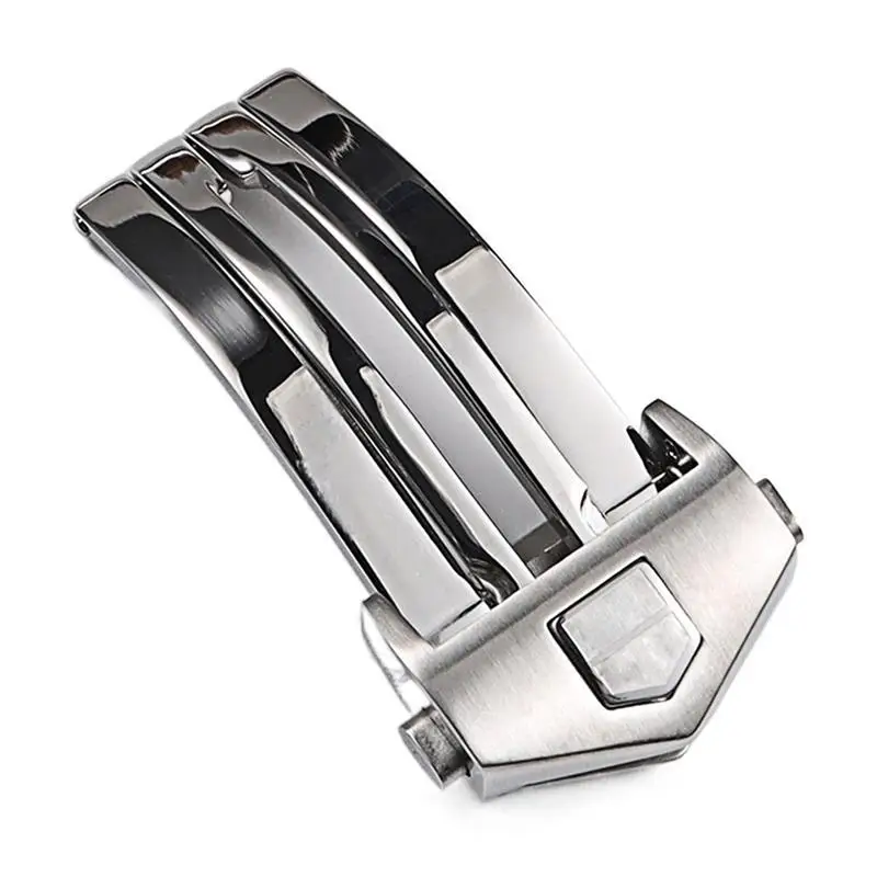 Pcavo 18 20Mm Nero Argento Solido In Acciaio Inossidabile Chiusura Di Distribuzione Per Tag Heuer Cinturino Fibbia Pieghevole