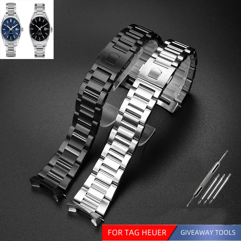 Per Tag Heuer Cinturino In Metallo Race Dive Calera Series Black Water Ghost Argento Nero Cinturino In Acciaio Inossidabile Solido 22Mm 24Mm