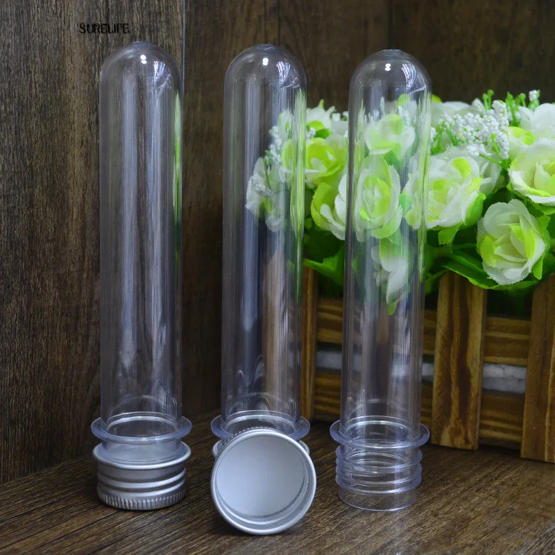 25Pcs Plastic Test Tubes Metal Screw Wedding Bomboniere Party Lollies 40Ml