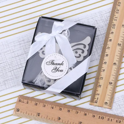 50 Pz Bomboniera Angelo Argento Metallo Segnalibro In Scatola Per Battesimo Baby Bridal Shower Battesimo Bomboniere Bomboniere