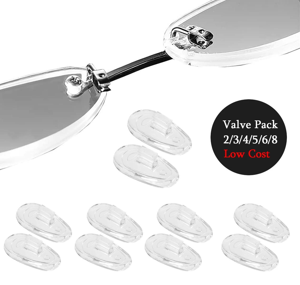 2/3/4/5/6/8 Paia Di Naselli Per Maui Jim Kahuna Mj162 Montatura Per Occhiali Da Sole, Protezione Per Naso Di Ricambio Trasparente-Value Pack