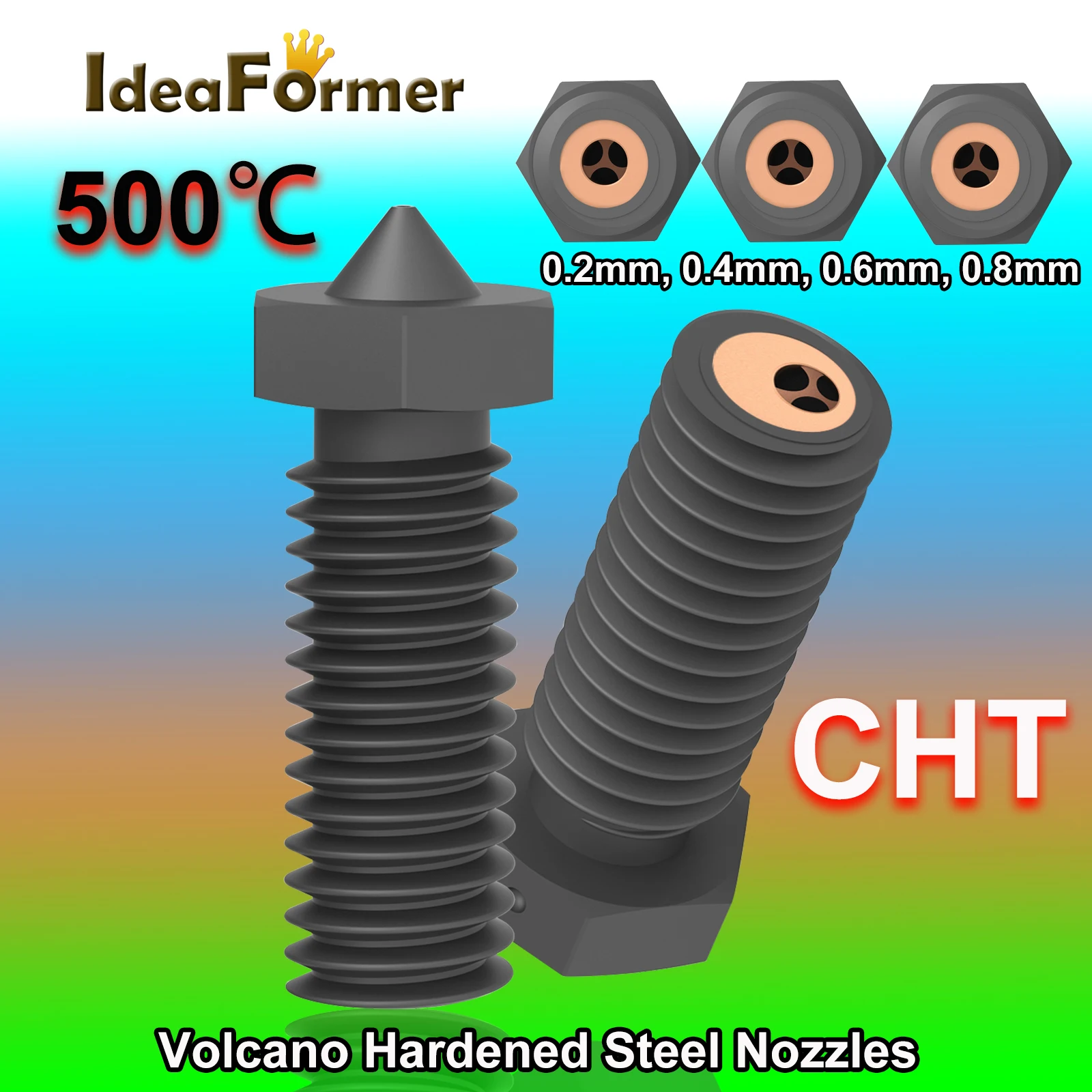 High Flow Cht Vulcano Ugello Stampante 3D Ugello Vulcano Acciaio Temprato Per Vulcano Hotend Ender 3 Artiglieria Vyper Prusa I3 Hotend