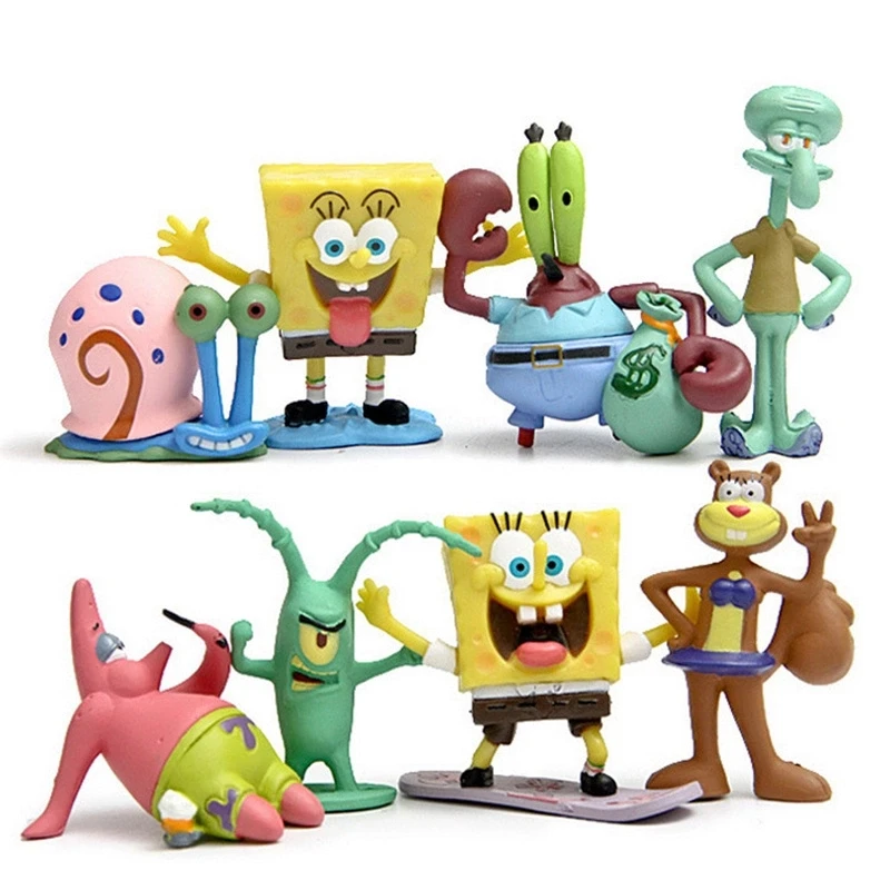 8 Pz/Set Animazione Kawaii Spugne Bobs Patrick Star Figure Giocattoli Cartoon Sponge Bobs Bobs Figura Giocattoli Per Bambini Regalo Di Natale