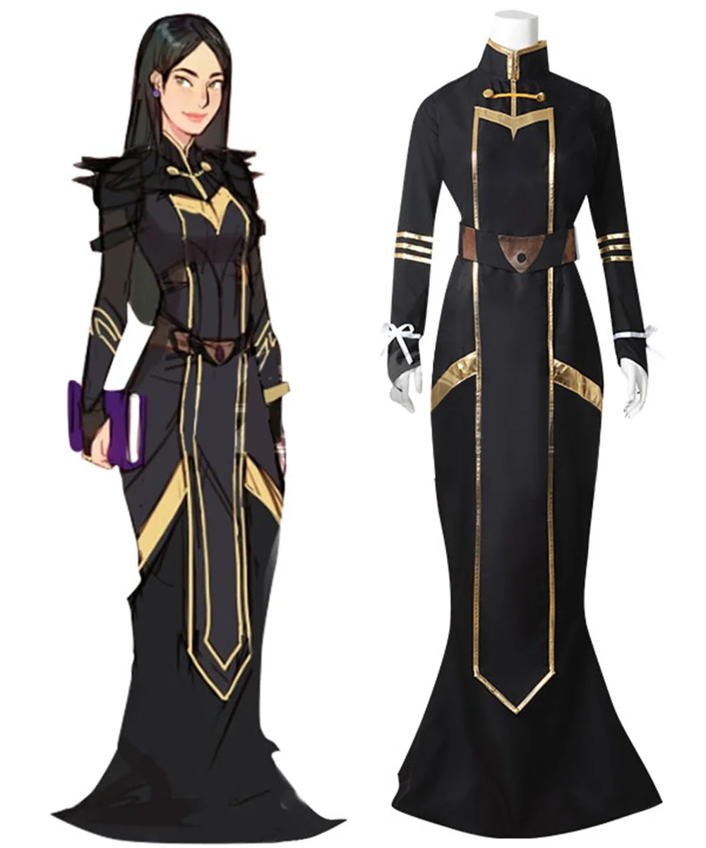 Anime The Dragon Prince Sophia Dress Costume Cosplay Abito Nero Per Adulti Halloween Christmas Dress Outfit Completo