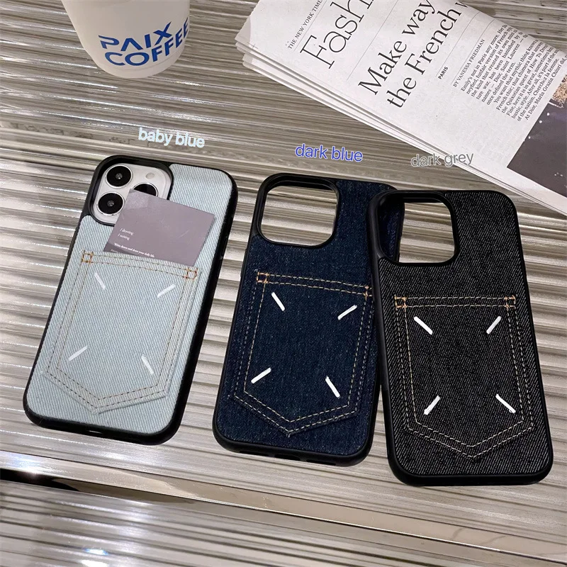 Per Iphone 14Promax 2023 New Ins Net Red Blue Black Denim Fabric Card Inseribile Custodia Rigida Per Telefono 14Pro 13Promax 12 11