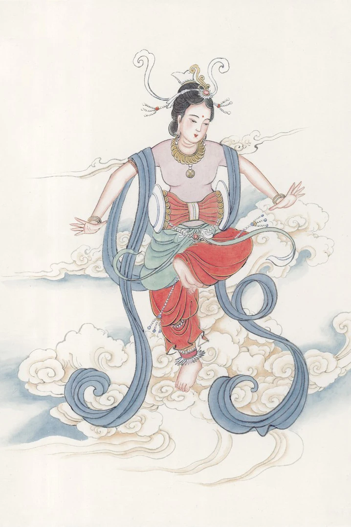 Stile Vintage Pitture Della Tela Di Canapa Della Decorazione Della Pittura Tradizionale Cinese Budda Nella Nube Di Gioco Tamburi Un Pannello
