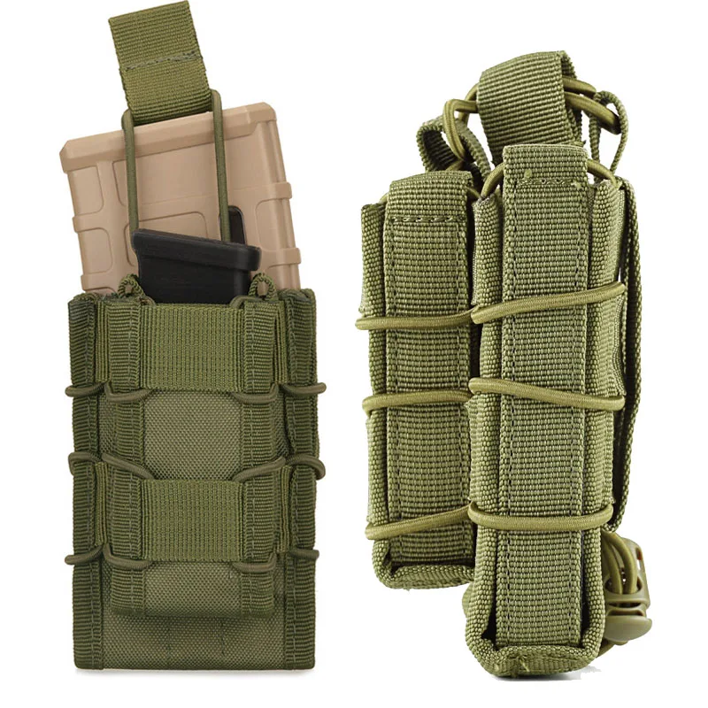 Tactical Molle Magazine Pouch Holder Open Top Single Double Rifle Pistol Mag Carrier Per M4 M16 Ak Ar Glock M1911 9Mm Mag Pouch
