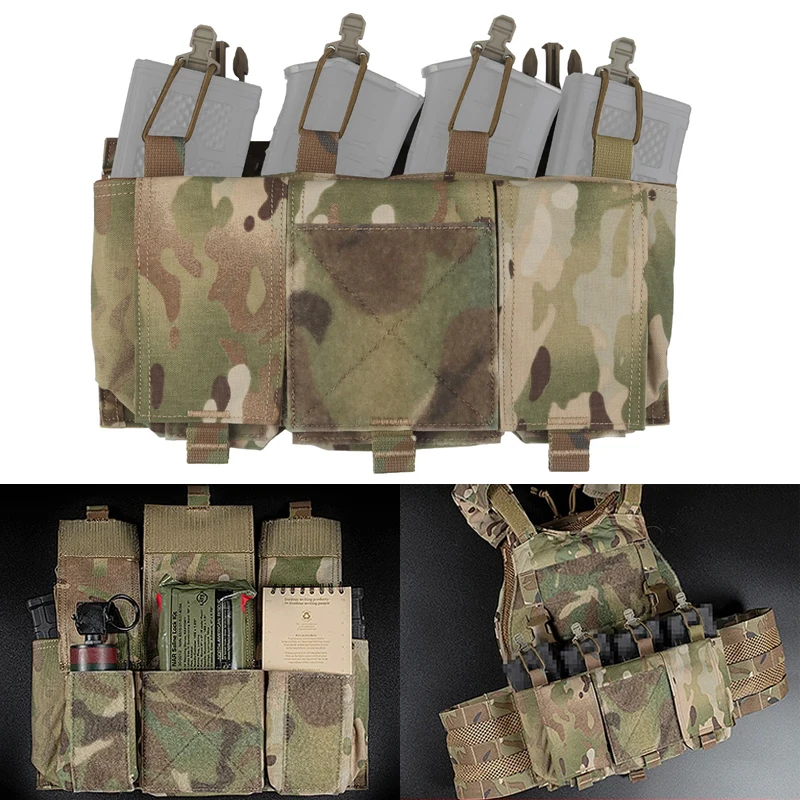 Tactical Quad 5.56 Magazine Gp Pouch Ar 15 Mag Front Panel Placard Fast Don/Doff Shock Cord Airsoft Hunting Vest Accessori Bag